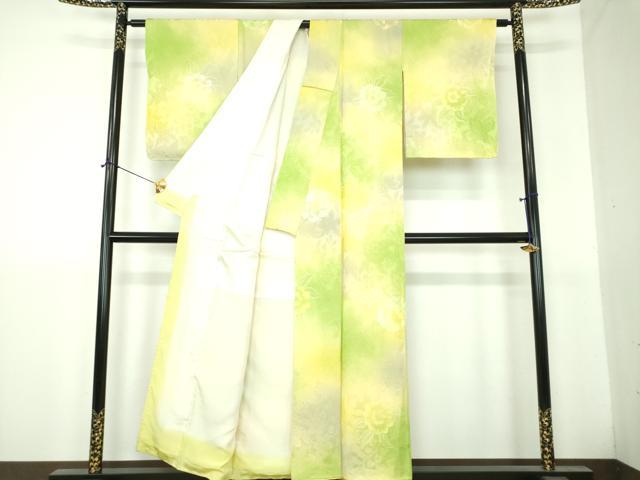 平和屋着物●上質な小紋　地紋起こし　草花文　暈し染め　正絹　逸品　未使用　DABH9495ps