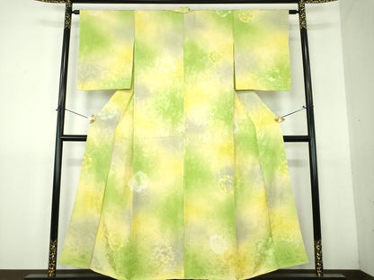 平和屋着物●上質な小紋　地紋起こし　草花文　暈し染め　正絹　逸品　未使用　DABH9495ps