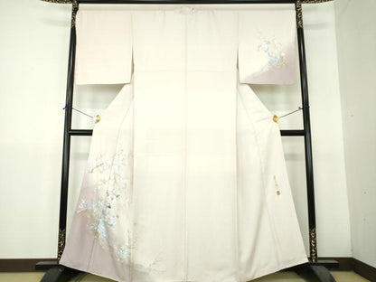 平和屋着物●螺鈿作家　藤本隆士　訪問着　螺鈿　枝垂れ桜　立波花文　暈し染め　金銀彩　正絹　逸品　DABH9496ps