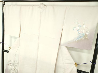 平和屋着物●螺鈿作家　藤本隆士　訪問着　螺鈿　枝垂れ桜　立波花文　暈し染め　金銀彩　正絹　逸品　DABH9496ps