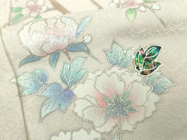 平和屋着物●螺鈿作家　藤本隆士　訪問着　螺鈿　枝垂れ桜　立波花文　暈し染め　金銀彩　正絹　逸品　DABH9496ps