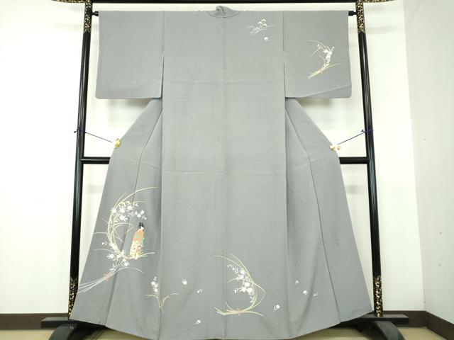 平和屋着物●京童人形絵師　高橋翠延　訪問着　手描き　童子　秋草文　金彩　正絹　逸品　DABH9497ps