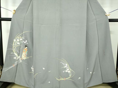 平和屋着物●京童人形絵師　高橋翠延　訪問着　手描き　童子　秋草文　金彩　正絹　逸品　DABH9497ps