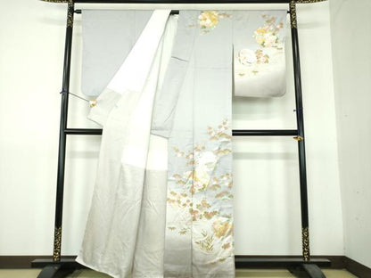 平和屋着物●訪問着　作家物　雲取り花丸文　暈し染め　金銀彩　正絹　逸品　DABH9498ps