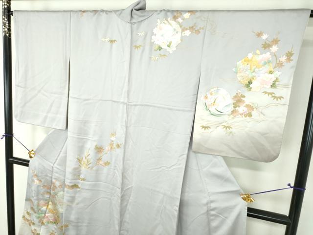 平和屋着物●訪問着　作家物　雲取り花丸文　暈し染め　金銀彩　正絹　逸品　DABH9498ps