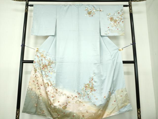 平和屋着物●訪問着　枝垂れ桜　破れ色紙花文　暈し染め　金彩　正絹　逸品　未使用　DABH9499ps