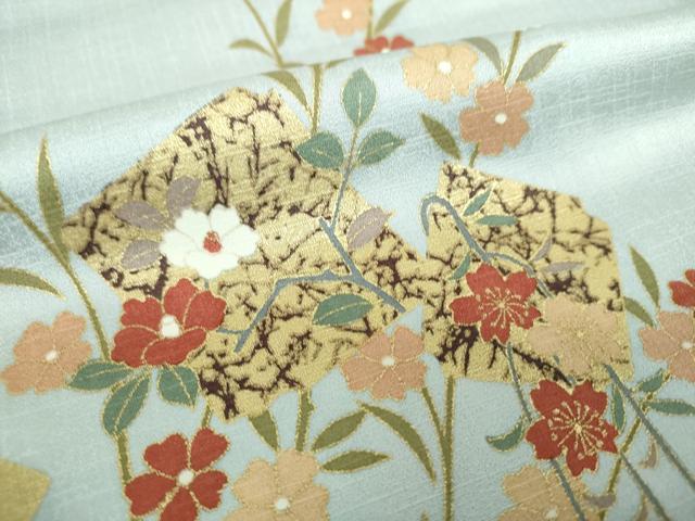 平和屋着物●訪問着　枝垂れ桜　破れ色紙花文　暈し染め　金彩　正絹　逸品　未使用　DABH9499ps
