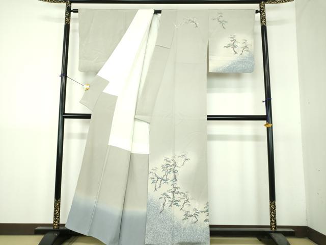 平和屋着物●訪問着　友禅　作家物　梅松文　暈し染め　正絹　逸品　DABH9501ps