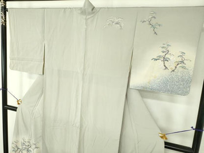 平和屋着物●訪問着　友禅　作家物　梅松文　暈し染め　正絹　逸品　DABH9501ps