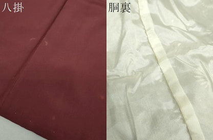 平和屋着物●上質な小紋　型染　舞蝶花文　鬼しぼ縮緬　正絹　逸品　DABH9502ps