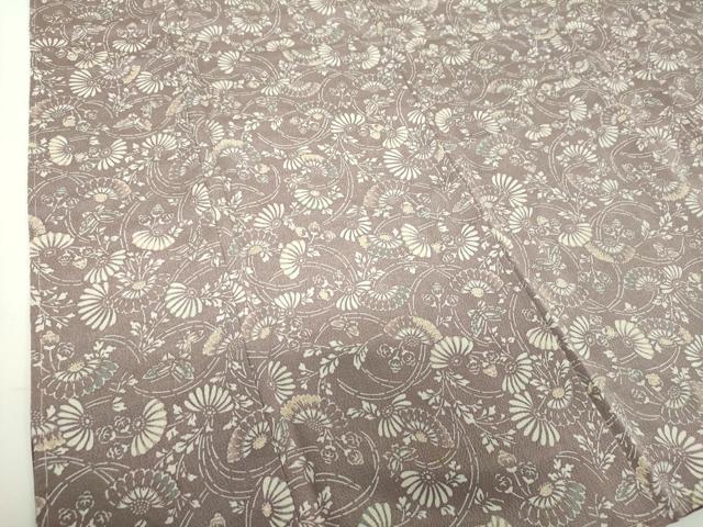 平和屋着物●上質な小紋　型染　舞蝶花文　鬼しぼ縮緬　正絹　逸品　DABH9502ps