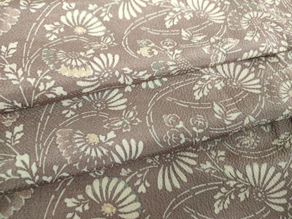 平和屋着物●上質な小紋　型染　舞蝶花文　鬼しぼ縮緬　正絹　逸品　DABH9502ps