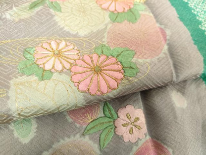 平和屋着物●豪華振袖　駒刺繍　絞り　辻が花　流水桜　金彩　正絹　逸品　DABH9505ps