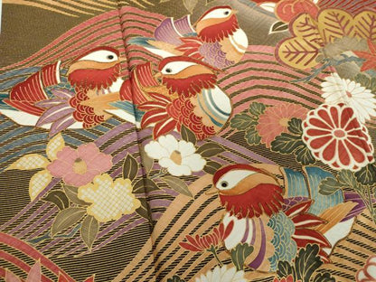 平和屋着物●豪華振袖　駒刺繍　流水鴛鴦花文　暈し染め　金彩　正絹　逸品　DABH9506ps