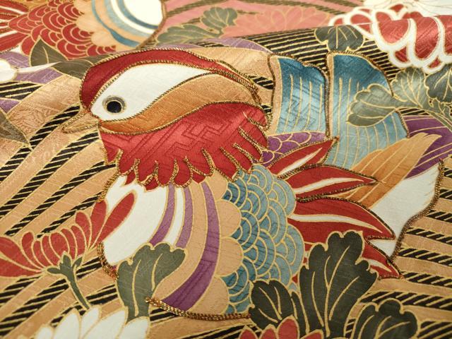 平和屋着物●豪華振袖　駒刺繍　流水鴛鴦花文　暈し染め　金彩　正絹　逸品　DABH9506ps