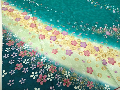 平和屋着物●豪華振袖　駒刺繍　舞桜　舞梅　暈し染め　金彩　正絹　逸品　DABH9509ps