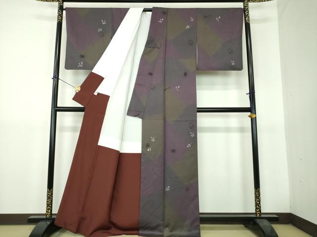 平和屋着物●上質な紬　作家物　ろうけつ染め　モール　草花文　花鋏　正絹　逸品　DABH9512ps