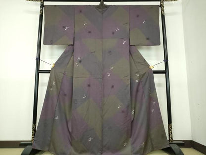 平和屋着物●上質な紬　作家物　ろうけつ染め　モール　草花文　花鋏　正絹　逸品　DABH9512ps