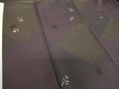 平和屋着物●上質な紬　作家物　ろうけつ染め　モール　草花文　花鋏　正絹　逸品　DABH9512ps