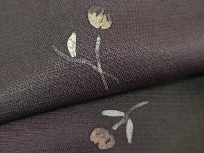 平和屋着物●上質な紬　作家物　ろうけつ染め　モール　草花文　花鋏　正絹　逸品　DABH9512ps