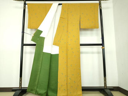 平和屋着物●上質な小紋　草花文　金彩　正絹　逸品　DABH9513ps
