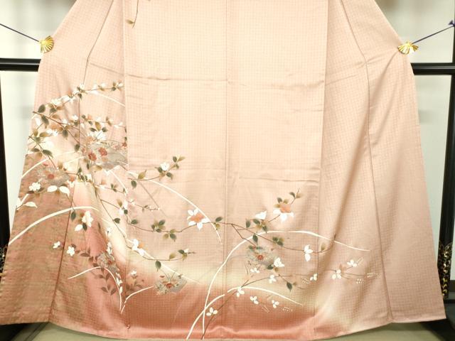 平和屋着物●中国三大刺繍　スワトウ刺繍　汕頭刺繍　訪問着　地紙重ね花文　暈し染め　金彩　正絹　逸品　DABH9514ps
