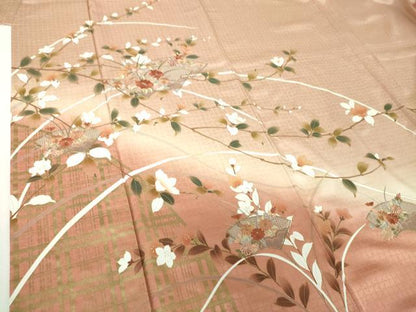 平和屋着物●中国三大刺繍　スワトウ刺繍　汕頭刺繍　訪問着　地紙重ね花文　暈し染め　金彩　正絹　逸品　DABH9514ps