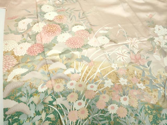 平和屋着物●訪問着　駒刺繍　舞蝶花文　暈し染め　金彩　正絹　逸品　DABH9515ps