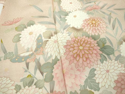 平和屋着物●訪問着　駒刺繍　舞蝶花文　暈し染め　金彩　正絹　逸品　DABH9515ps