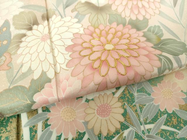 平和屋着物●訪問着　駒刺繍　舞蝶花文　暈し染め　金彩　正絹　逸品　DABH9515ps
