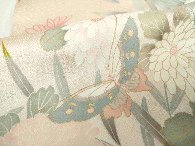 平和屋着物●訪問着　駒刺繍　舞蝶花文　暈し染め　金彩　正絹　逸品　DABH9515ps