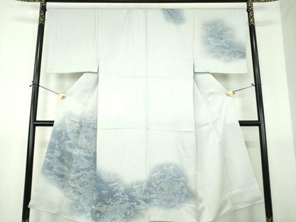 平和屋着物▽男性　訪問着　単衣　御所車風景花文　暈し染め　正絹　逸品　DABH9517ps