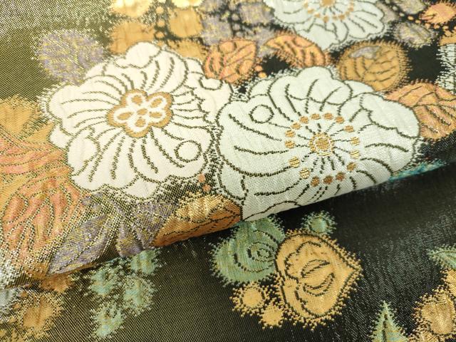 平和屋着物▼六通柄袋帯　ふくれ織　辻が花　鴛鴦　金銀糸　正絹　逸品　DABH9519ps
