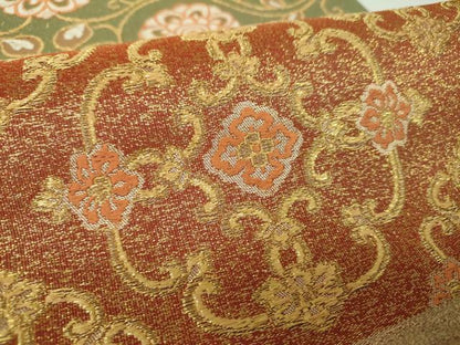 平和屋着物▼綴れ　六通柄　本袋帯　横段花文　金糸　正絹　逸品　DABH9521ps