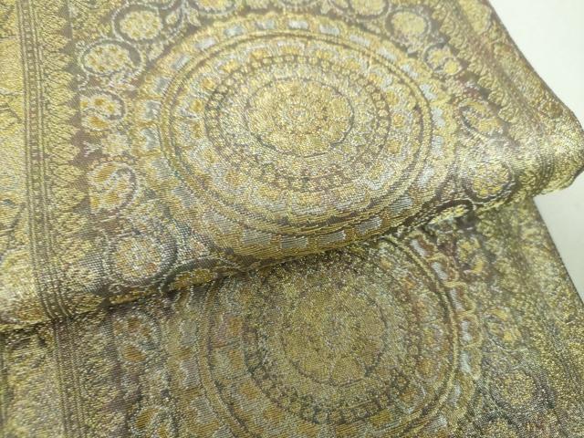 平和屋着物▼六通柄袋帯　正倉院花間道　金銀糸　引箔　正絹　逸品　DABH9522ps