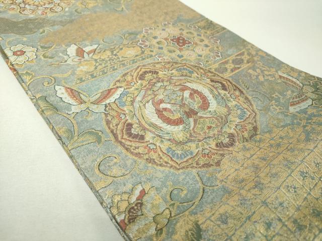 平和屋着物▼丸帯　正倉院舞蝶花鳥文　金銀糸　正絹　逸品　DABH9528ps