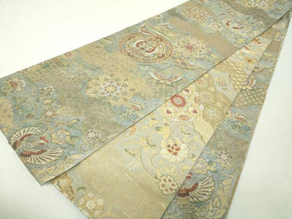 平和屋着物▼丸帯　正倉院舞蝶花鳥文　金銀糸　正絹　逸品　DABH9528ps