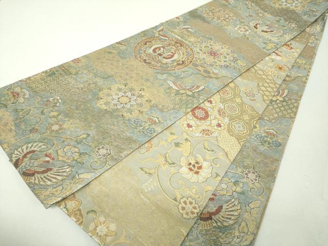 平和屋着物▼丸帯　正倉院舞蝶花鳥文　金銀糸　正絹　逸品　DABH9528ps