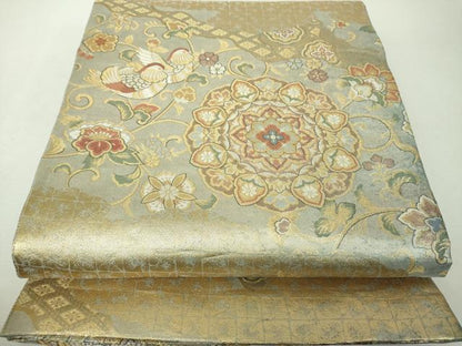 平和屋着物▼丸帯　正倉院舞蝶花鳥文　金銀糸　正絹　逸品　DABH9528ps