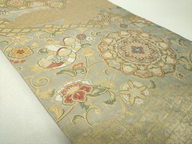 平和屋着物▼丸帯　正倉院舞蝶花鳥文　金銀糸　正絹　逸品　DABH9528ps