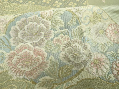 平和屋着物▼六通柄袋帯　扇面取鳳凰文　金糸　正絹　逸品　DABH9533ps