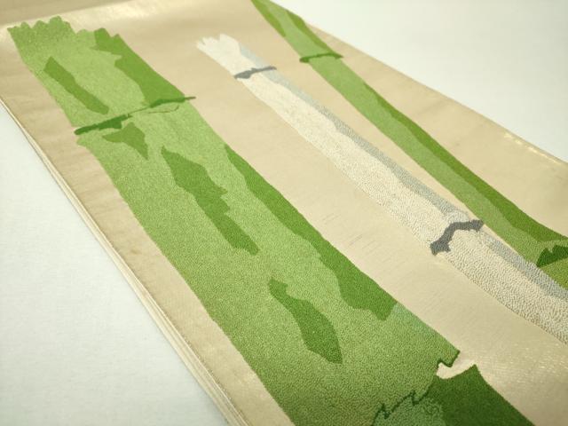 平和屋着物▼中国三大刺繍　総相良刺繍　総刺繍　太鼓柄袋帯　竹節　正絹　逸品　DABH9534ps