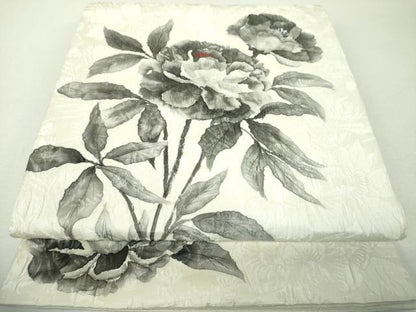 平和屋着物▼六通柄袋帯　ふくれ織　手描き　草花文　正絹　逸品　DABH9535ps