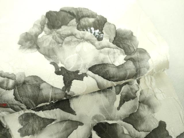 平和屋着物▼六通柄袋帯　ふくれ織　手描き　草花文　正絹　逸品　DABH9535ps