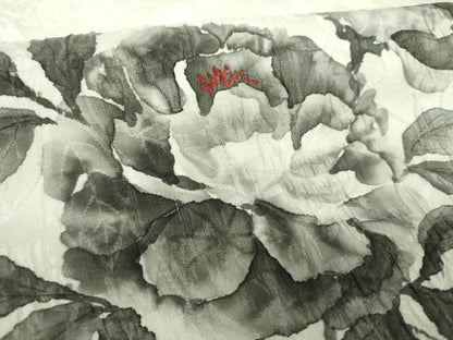 平和屋着物▼六通柄袋帯　ふくれ織　手描き　草花文　正絹　逸品　DABH9535ps