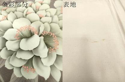 平和屋着物▼本加賀友禅作家　石田巳代治　六通柄袋帯　手描き　枝花文　金彩　正絹　逸品　DABH9536ps