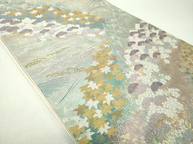 平和屋着物▼六通柄袋帯　流水風景文　金銀糸　正絹　逸品　DABH9540ps