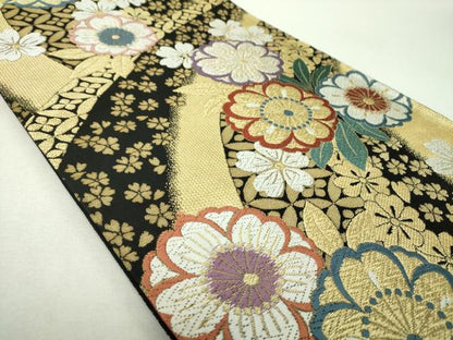 平和屋着物▼六通柄袋帯　唐織　舞桜　金銀糸　正絹　逸品　DABH9549ps