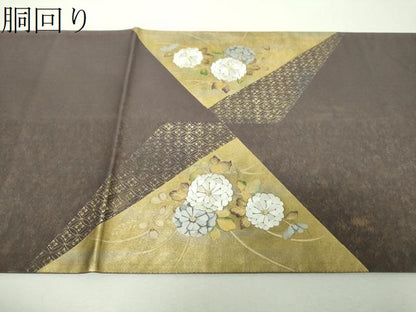 平和屋着物▼六通柄袋帯　刺繍　吉祥花文　金銀彩　正絹　逸品　DABH9550ps