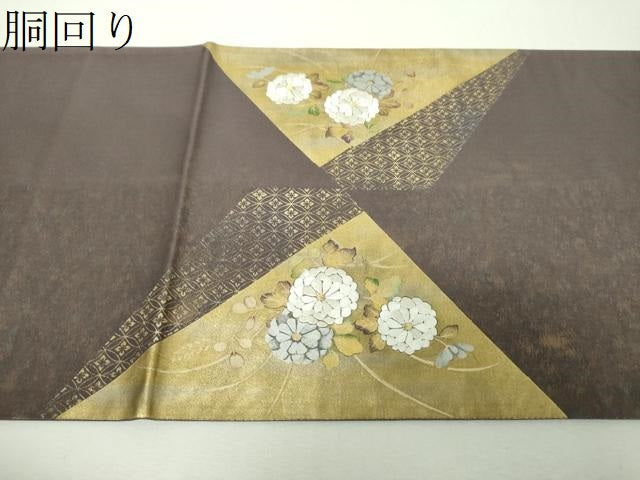 平和屋着物▼六通柄袋帯　刺繍　吉祥花文　金銀彩　正絹　逸品　DABH9550ps